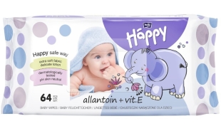 Servetele umede cu alantoina si Vit E, 64 bucati, Happy