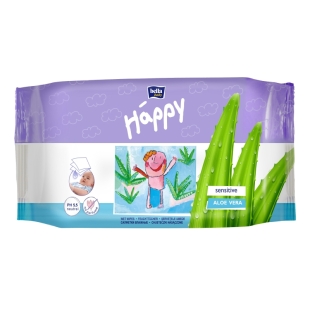 Happy Servetele umede Sensitive cu Aloe vera 56buc
