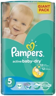 Pampers 5 Junior Active Baby 11-18kg Giga Pack X 64 Buc