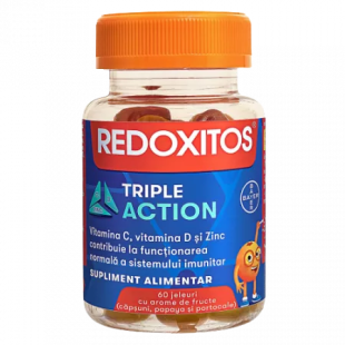 Jeleuri cu vitamina C, D si zinc Redoxitos Triple Action, 60 jeleuri, Bayer