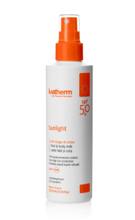 Lapte pentru fata si corp cu protectie solara SPF 50+ Sunlight, 200 ml, Ivatherm