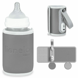 Lionelo - Incalzitor biberoane ThermUp Go, Portabil, Temperatura constanta pana la 24 h, Incarcare USB, Gri