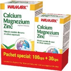 Pachet Calcium Magnezium Zinc, 100+30 tablete, Walmark