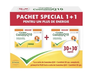 Pachet Coenzima cu Carnitina 1+1, 30 + 30 capsule, Walmark
