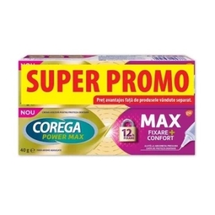 Pachet Crema adeziva pentru proteza dentara Max Fixare+Confort Corega, 2 x 40 g, Gsk