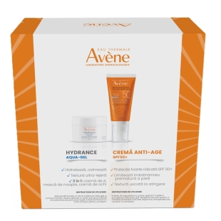 Pachet Gel crema hidratant Hydrance Aqua, 50 ml + Crema anti-age cu SPF 50+, 50 ml, Avene