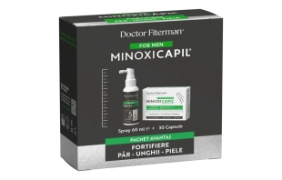 Pachet impotriva caderii parului pentru barbati Spray Minoxicapil Men, 60 ml + Minoxicapil, 30 capsule, Doctor Fiterman