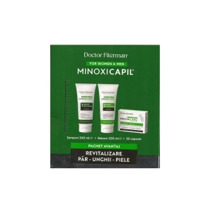 Pachet impotriva caderii parului Sampon Minoxicapil, 200 ml + Balsam Minoxicapil, 200 ml + Minoxicapil, 30 capsule, Doctor Fiterman