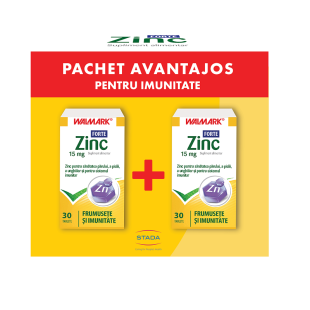 Pachet Zinc Forte, 15 mg, 30 + 30 tablete, Walmark