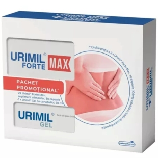 Pachet 2 x Urimil Forte Max, 30 capsule + Urimil gel, 50 ml, Naturpharma