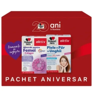 Pachet Minerale pentru femei Aktiv, 30 comprimate + Par, piele si unghii Aktiv, 30 comprimate, Doppelherz