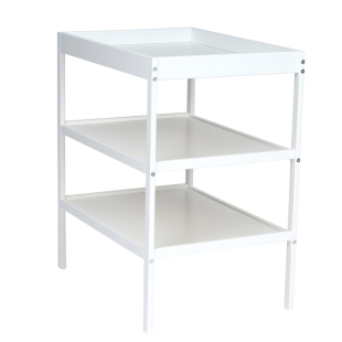 Qmini - Masuta de schimbat, Cu 2 polite pentru depozitare, Potrivita pentru saltelute de infasat de 70x50 cm, Inaltime 86 cm, Alb