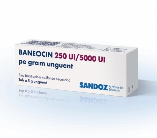 Baneocin unguent, 250 UI/5000 UI pe gram, 5 g, Sandoz