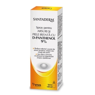 Spray pentru arsuri si piele iritata cu D-Panthenol 9%, 100ml, Santaderm
