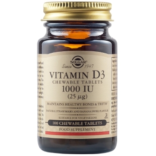 Vitamina D3 masticabila, 1000UI 100tb, Solgar