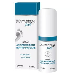 Spray antiperspirant pentru picioare Santaderm Feet, 100 ml, Viva Pharma