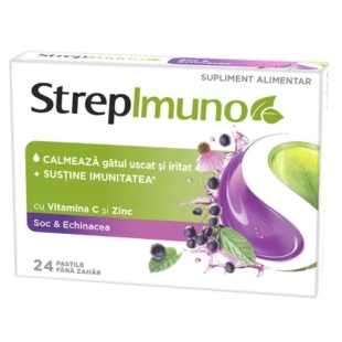 StrepImuno cu aroma de soc si echinacea, 24 pastile de supt, Reckitt Benckiser