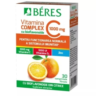 Vitamina C Complex cu bioflavonoide, 30 comprimate filmate, Beres Pharmaceuticals