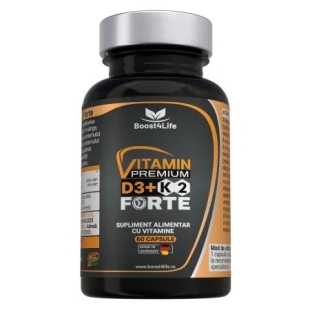 Vitamina D3+K2 Premium Forte 5000 UI, 60 capsule, Boost4Life