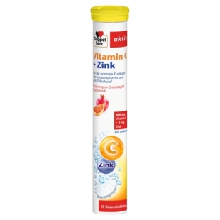 Vitamina C + Zinc Aktiv, 15 comprimate efervescente, Doppelherz
