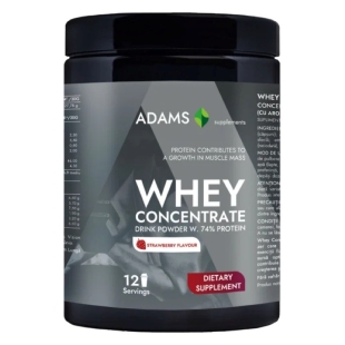 Whey Concentrate Protein pulbere instant cu aroma de capsuni, 360 g, Adams Supplements