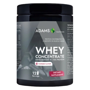 Whey Concentrate Protein pulbere instant cu aroma de zmeura, 360 g, Adams Supplements