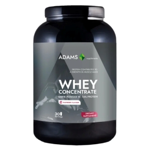 Whey Concentrate Protein pulbere instant cu aroma de zmeura, 908 g, Adams Supplements