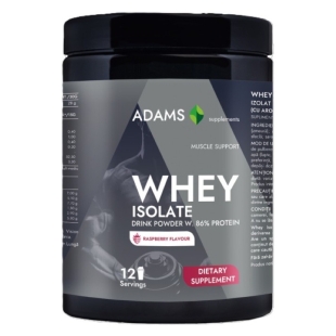 Whey Isolate Protein pulbere instant cu aroma de zmeura, 360 g, Adams Supplements
