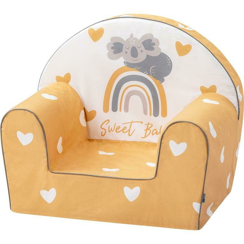 Fotoliu din burete pentru copii Yellow Hearts, Bubaba, 9 luni - 5 ani, Cu Husa detasabila Fotoliu din burete pentru copii Yellow Hearts, Bubaba, 9 luni - 5 ani, Cu Husa detasabila
