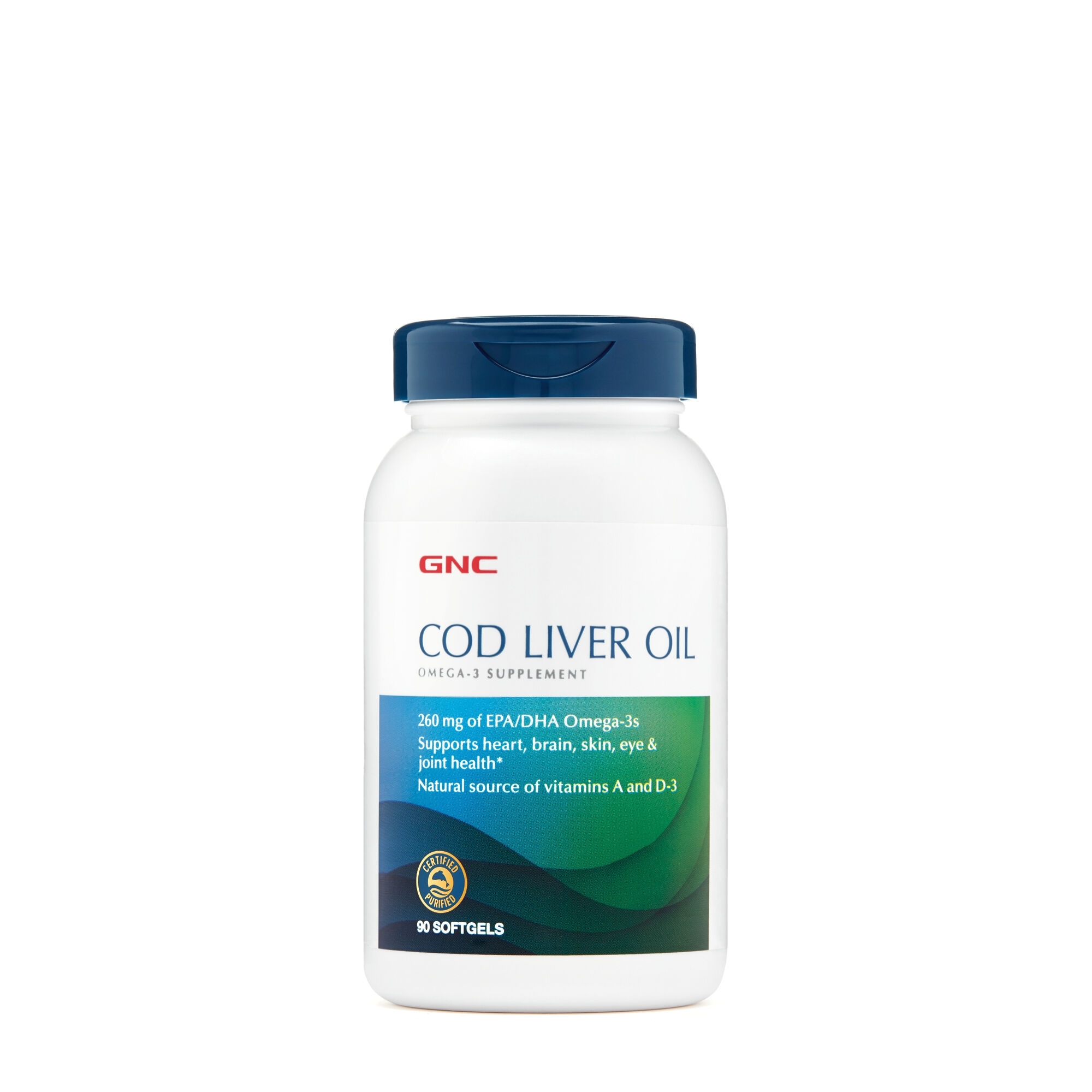 Ulei triplu din ficat de cod, 90 capsule, GNC Ulei triplu din ficat de cod, 90 capsule, GNC