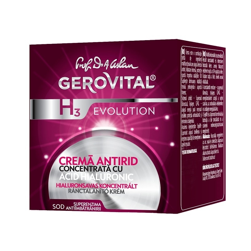 Crema anti-age intens restructuranta 45+ H3 Evolution, 50 ml, Gerovital Crema anti-age intens restructuranta 45+ H3 Evolution, 50 ml, Gerovital
