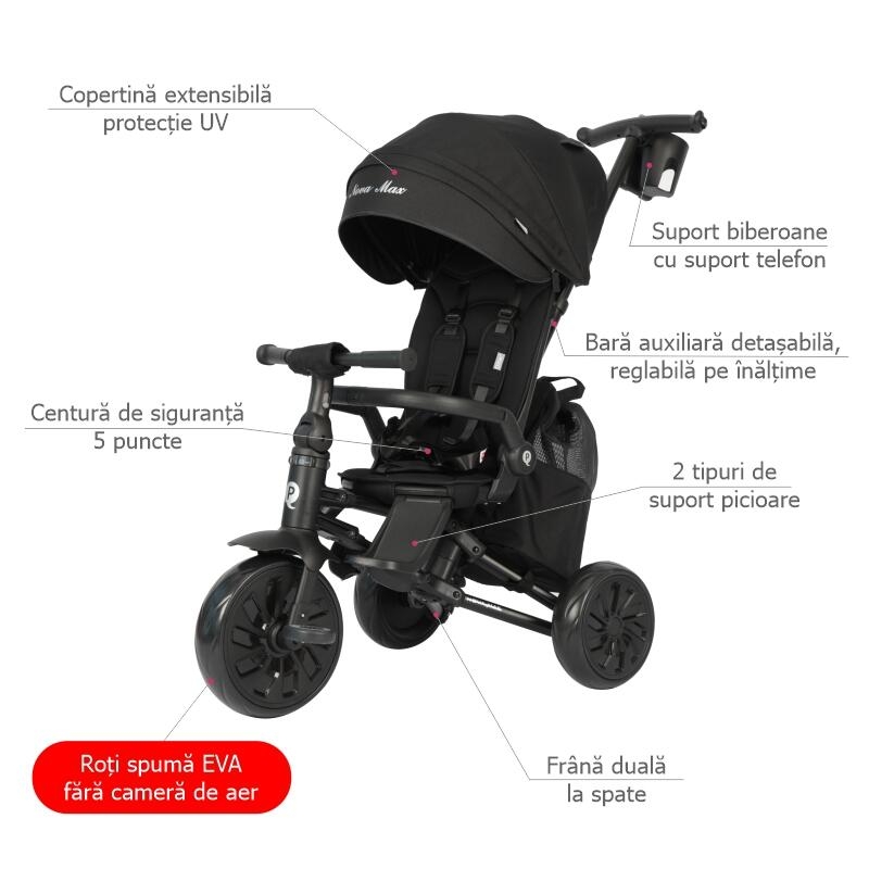 Tricicleta ultrapliabila Qplay Nova MAX Negru Tricicleta ultrapliabila Qplay Nova MAX Negru