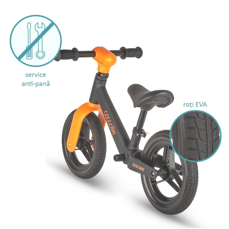 Bicicleta fara pedale Coccolle First Way, Orange Shadow Bicicleta fara pedale Coccolle First Way, Orange Shadow