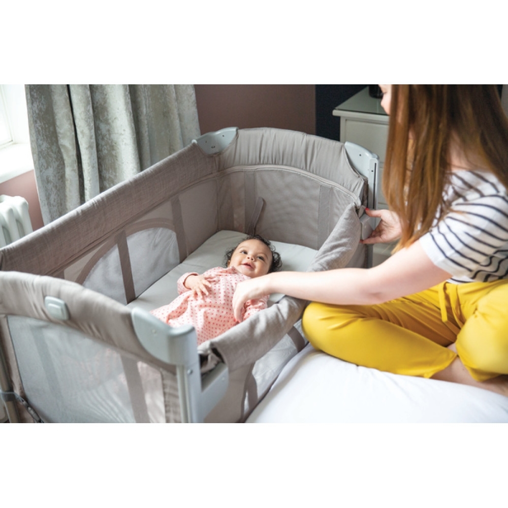 Patut pliant pentru cosleeping Kubbie Foggy Gray, Joie Patut pliant pentru cosleeping Kubbie Foggy Gray, Joie