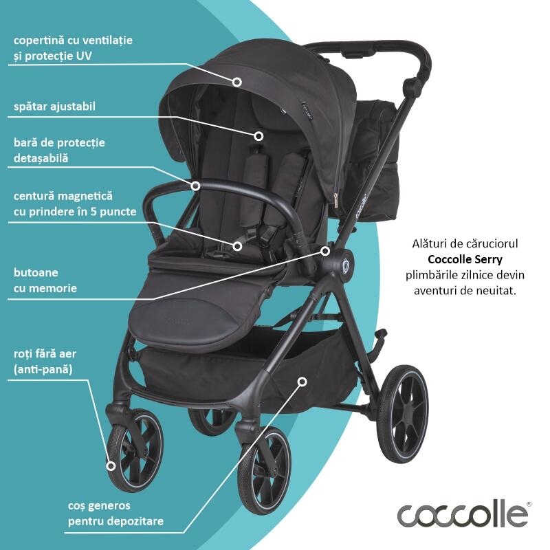 Carucior modular 2in1 Coccolle Serry Jet black Carucior modular 2in1 Coccolle Serry Jet black