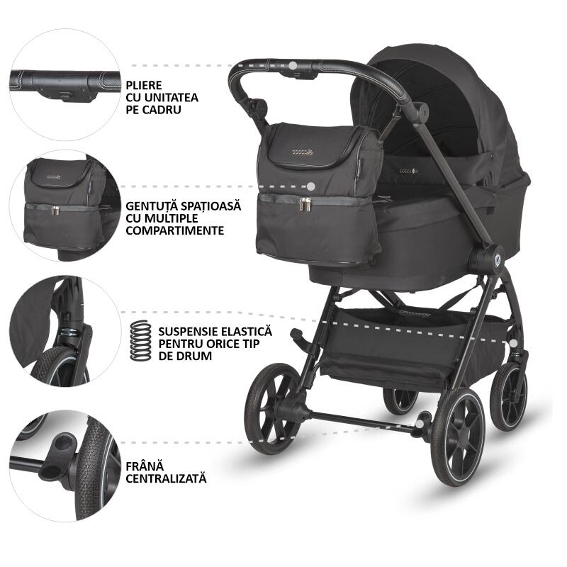 Carucior modular 2in1 Coccolle Serry Jet black Carucior modular 2in1 Coccolle Serry Jet black