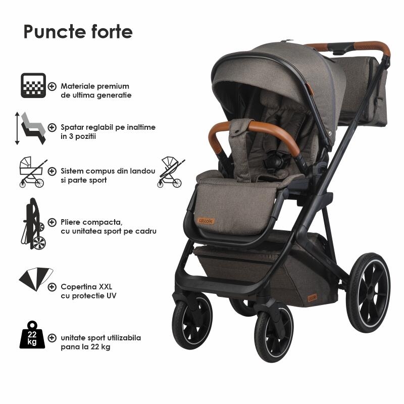 Carucior modular 2in1 Coccolle Nessia Anthracite+Balansoar bebelusi Coccolle Velio Butternut Carucior modular 2in1 Coccolle Nessia Anthracite+Balansoar bebelusi Coccolle Velio Butternut