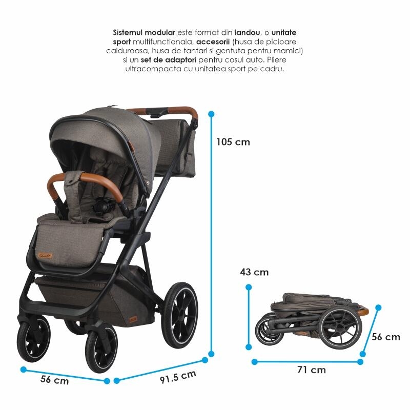 Carucior modular 2in1 Coccolle Nessia Anthracite+Balansoar bebelusi Coccolle Velio Butternut Carucior modular 2in1 Coccolle Nessia Anthracite+Balansoar bebelusi Coccolle Velio Butternut