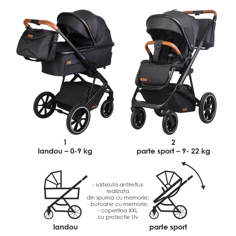 Carucior modular 2 in 1 Coccolle Nessia Diamond black+Balansoar bebelusi Coccolle Velio Butternut Carucior modular 2 in 1 Coccolle Nessia Diamond black+Balansoar bebelusi Coccolle Velio Butternut