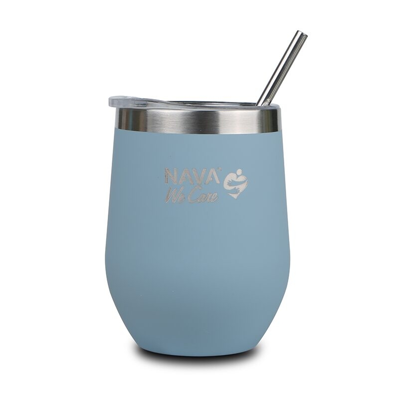 Cana termoizolanta cu pai Nava 360ml albastru Cana termoizolanta cu pai Nava 360ml albastru