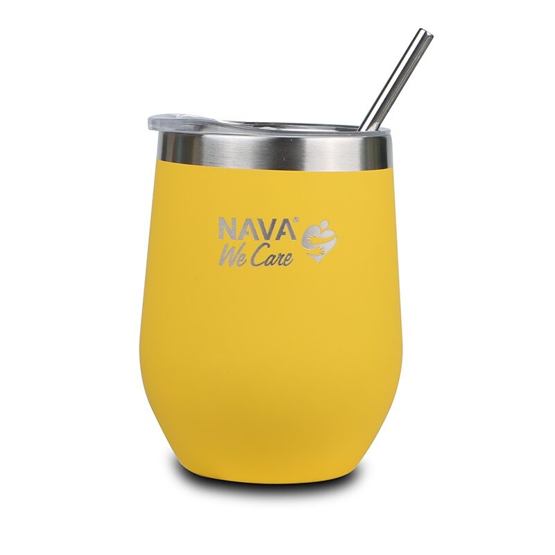Cana termoizolanta cu pai Nava 360ml galben Cana termoizolanta cu pai Nava 360ml galben