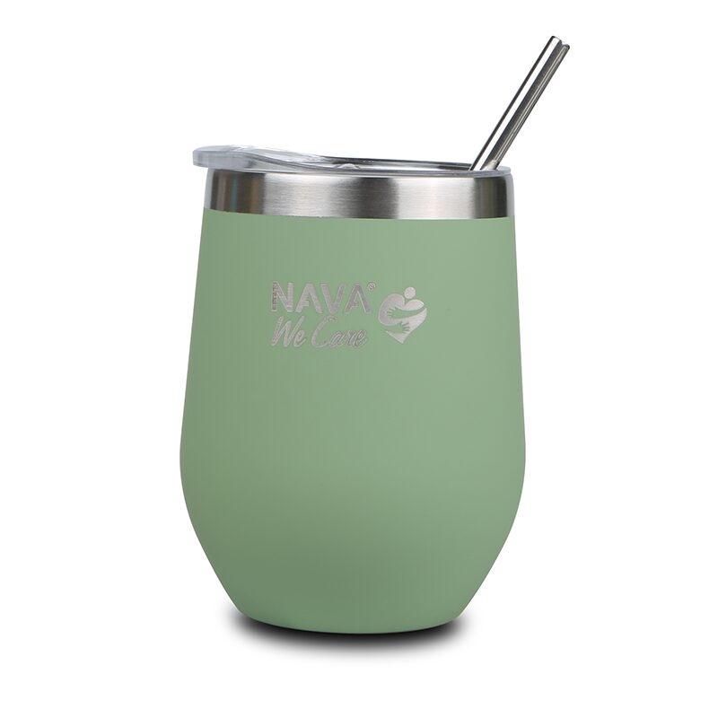 Cana termoizolanta cu pai Nava 360ml verde Cana termoizolanta cu pai Nava 360ml verde