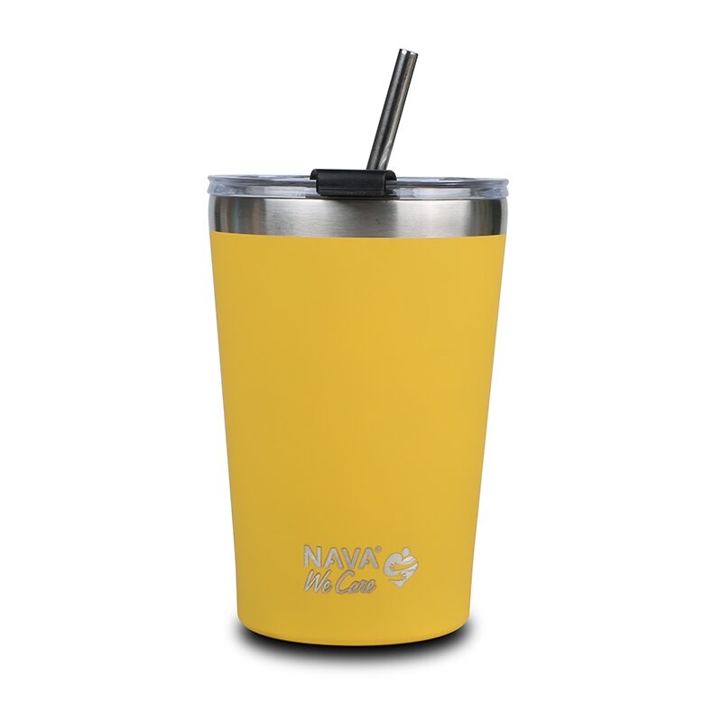 Cana termoizolanta cu pai Nava 450ml galben Cana termoizolanta cu pai Nava 450ml galben