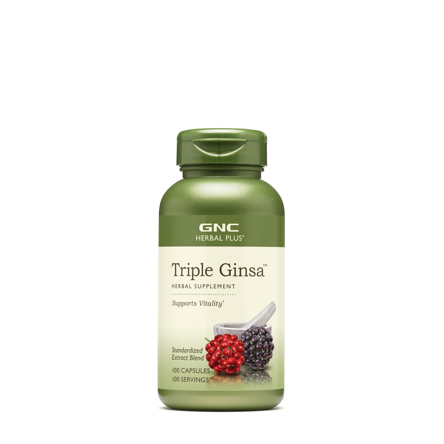Extract standardizat din 3 tipuri de ginseng Herbal Plus, 100 capsule, GNC Extract standardizat din 3 tipuri de ginseng Herbal Plus, 100 capsule, GNC