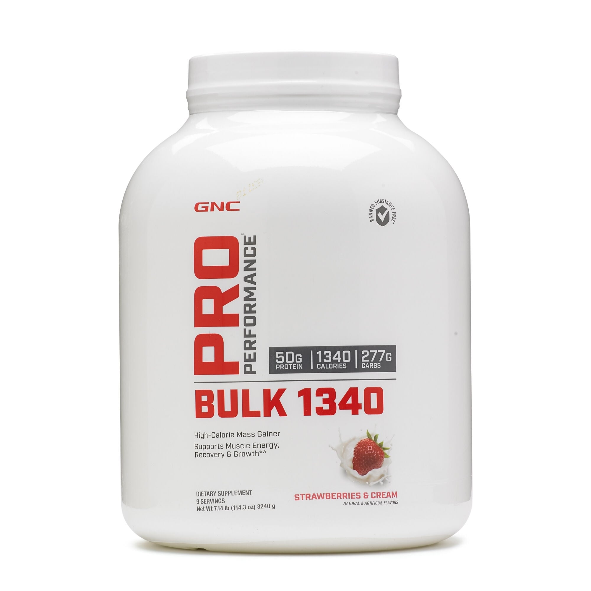 Gainer cu proteina si carbohidrati cu aroma de capsuni Pro Performance, 3294 g, GNC Gainer cu proteina si carbohidrati cu aroma de capsuni Pro Performance, 3294 g, GNC