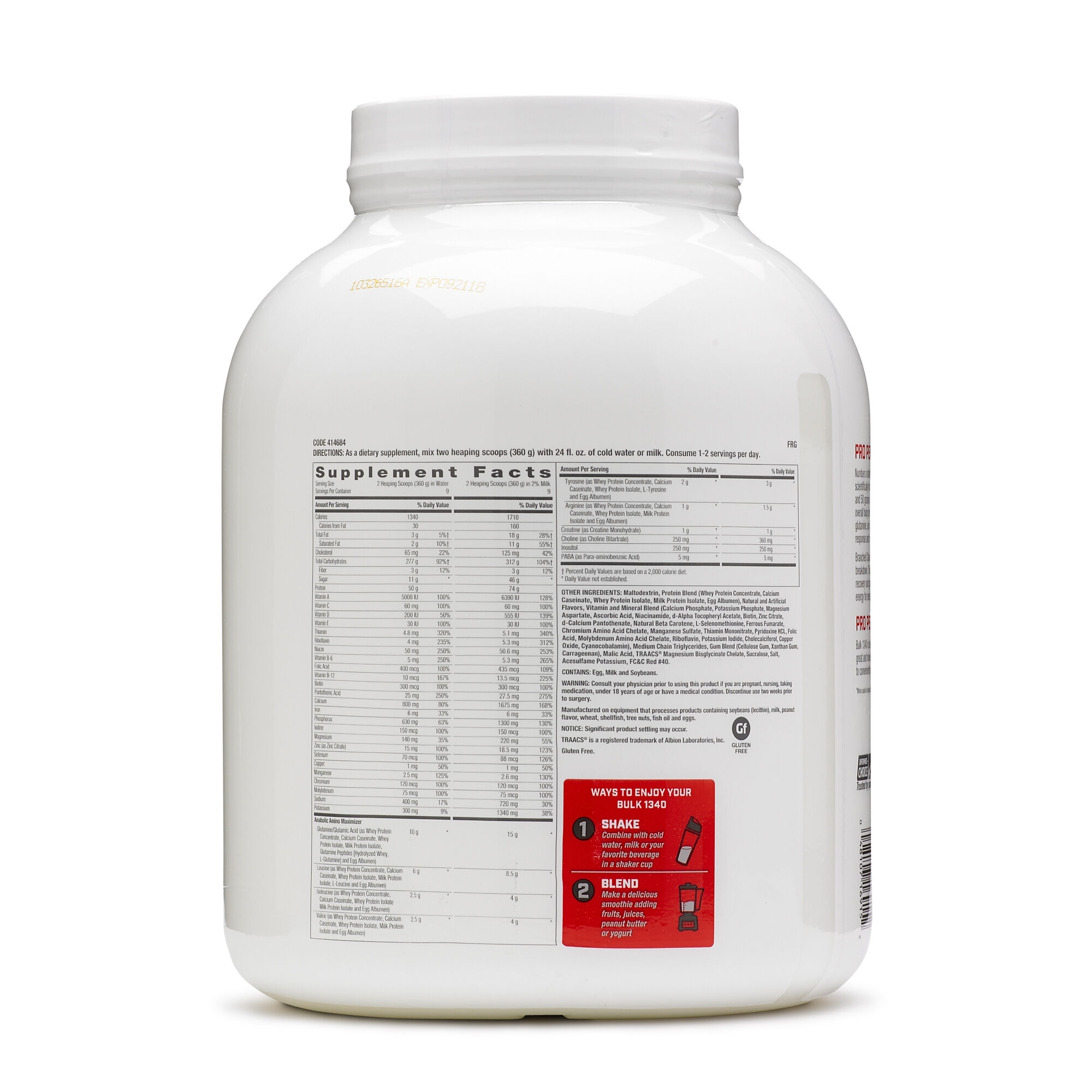 Gainer cu proteina si carbohidrati cu aroma de capsuni Pro Performance, 3294 g, GNC Gainer cu proteina si carbohidrati cu aroma de capsuni Pro Performance, 3294 g, GNC