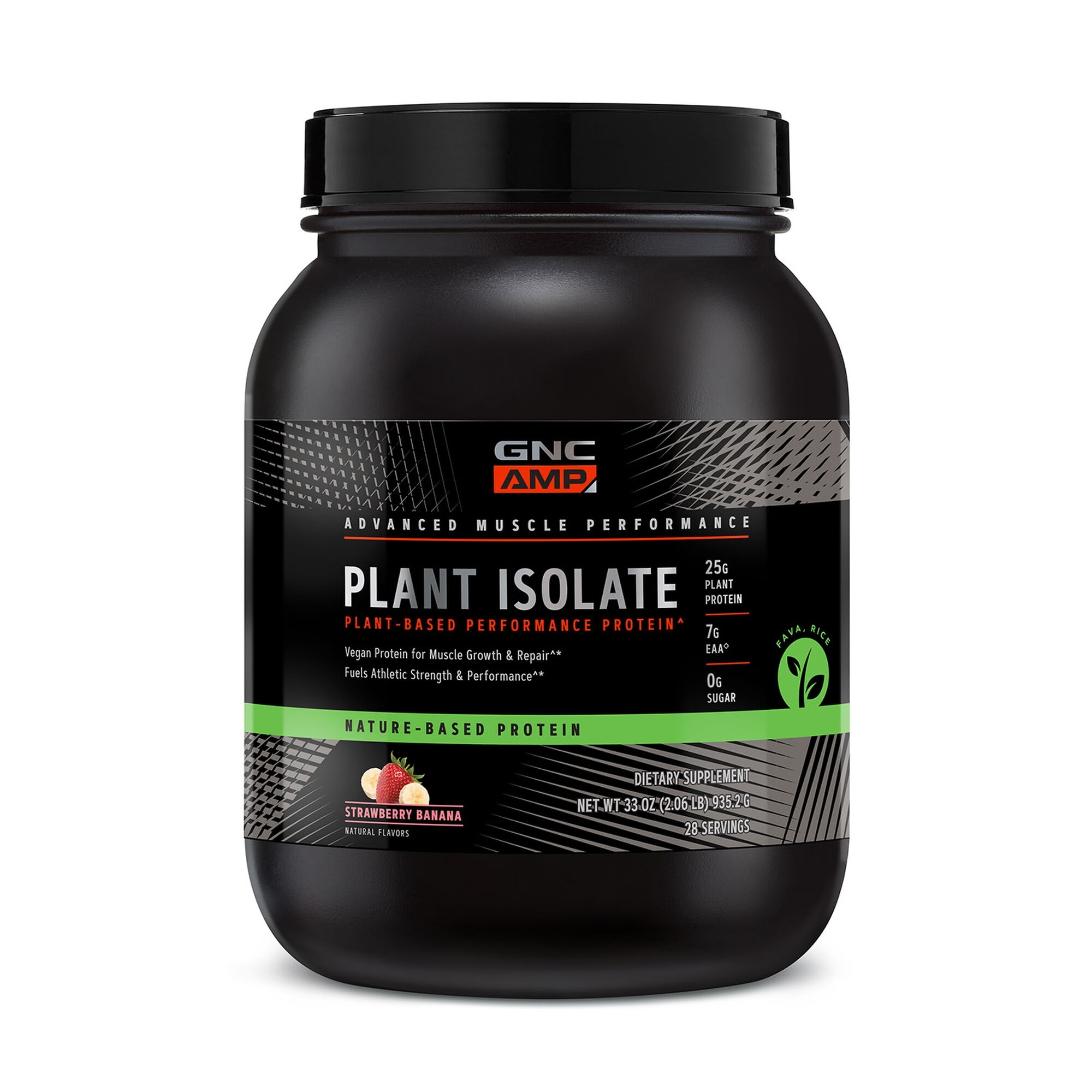 Proteina vegana cu aroma de biscuiti de capsuni si banane AMP Plant Isolate, 935,2 g, GNC Proteina vegana cu aroma de biscuiti de capsuni si banane AMP Plant Isolate, 935,2 g, GNC