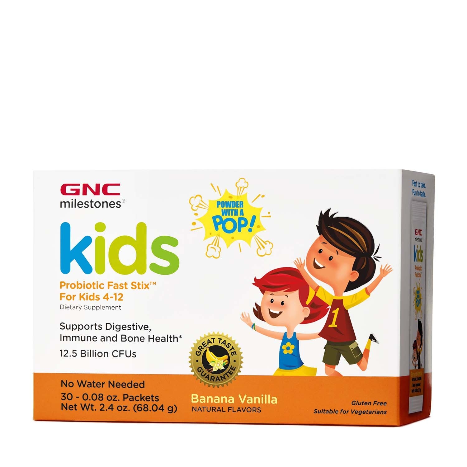 Probiotice pentru copii 4+ ani cu aroma de vanilie si banane Milestones Kids, 30 Plicuri Probiotice pentru copii 4+ ani cu aroma de vanilie si banane Milestones Kids, 30 Plicuri