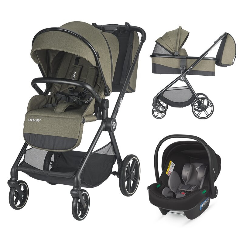 Carucior modular 3in1 Coccolle Lissia Moss green + Scoica auto iSize Coccolle Knox Anthracite Carucior modular 3in1 Coccolle Lissia Moss green + Scoica auto iSize Coccolle Knox Anthracite