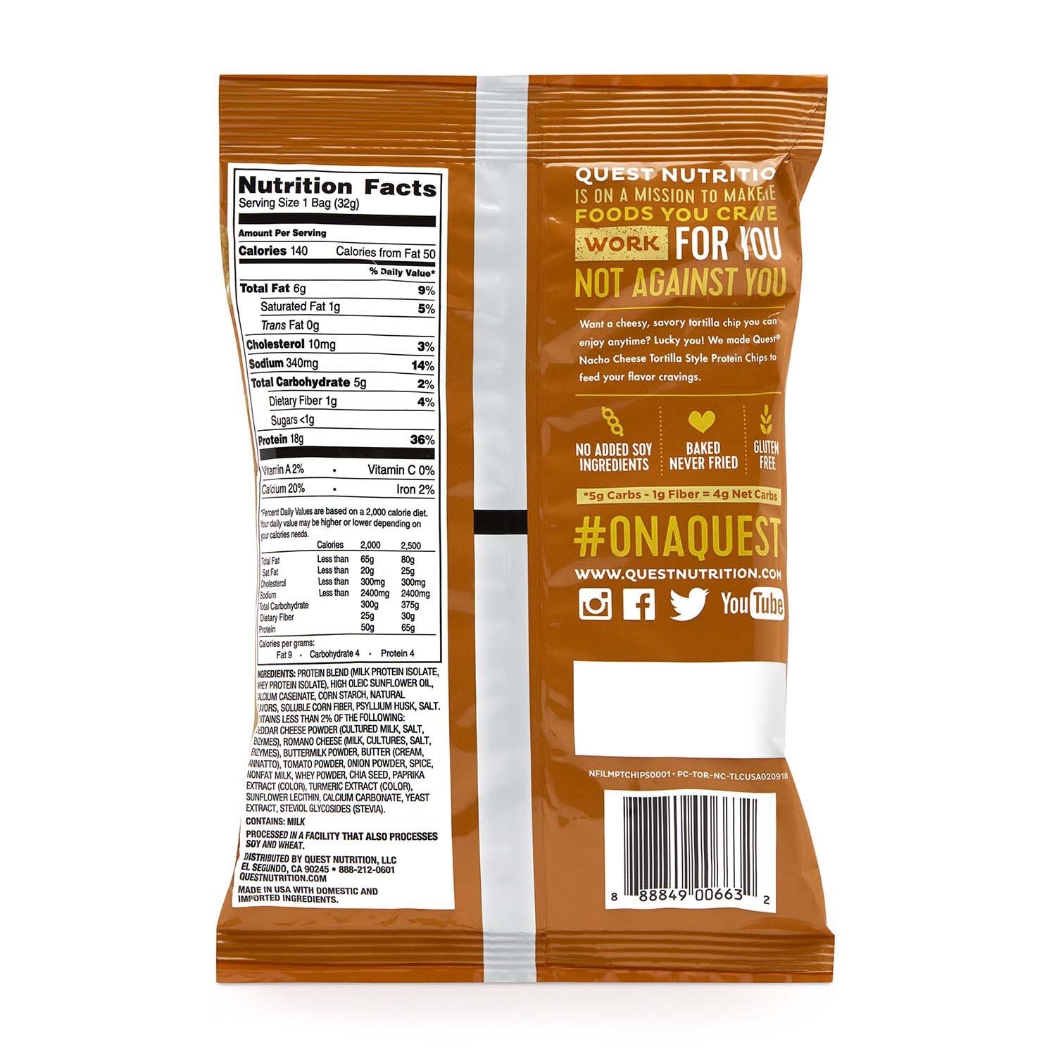 Chipsuri proteice cu aroma de branza nacho, 32 g, Quest Chipsuri proteice cu aroma de branza nacho, 32 g, Quest